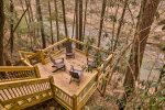 Deck seating overlooking the creekfront